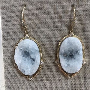 Jewelry - Blue gemstone druzy earrings - blue gold Jewelry - Blue gemstone druzy earrings - blue gold